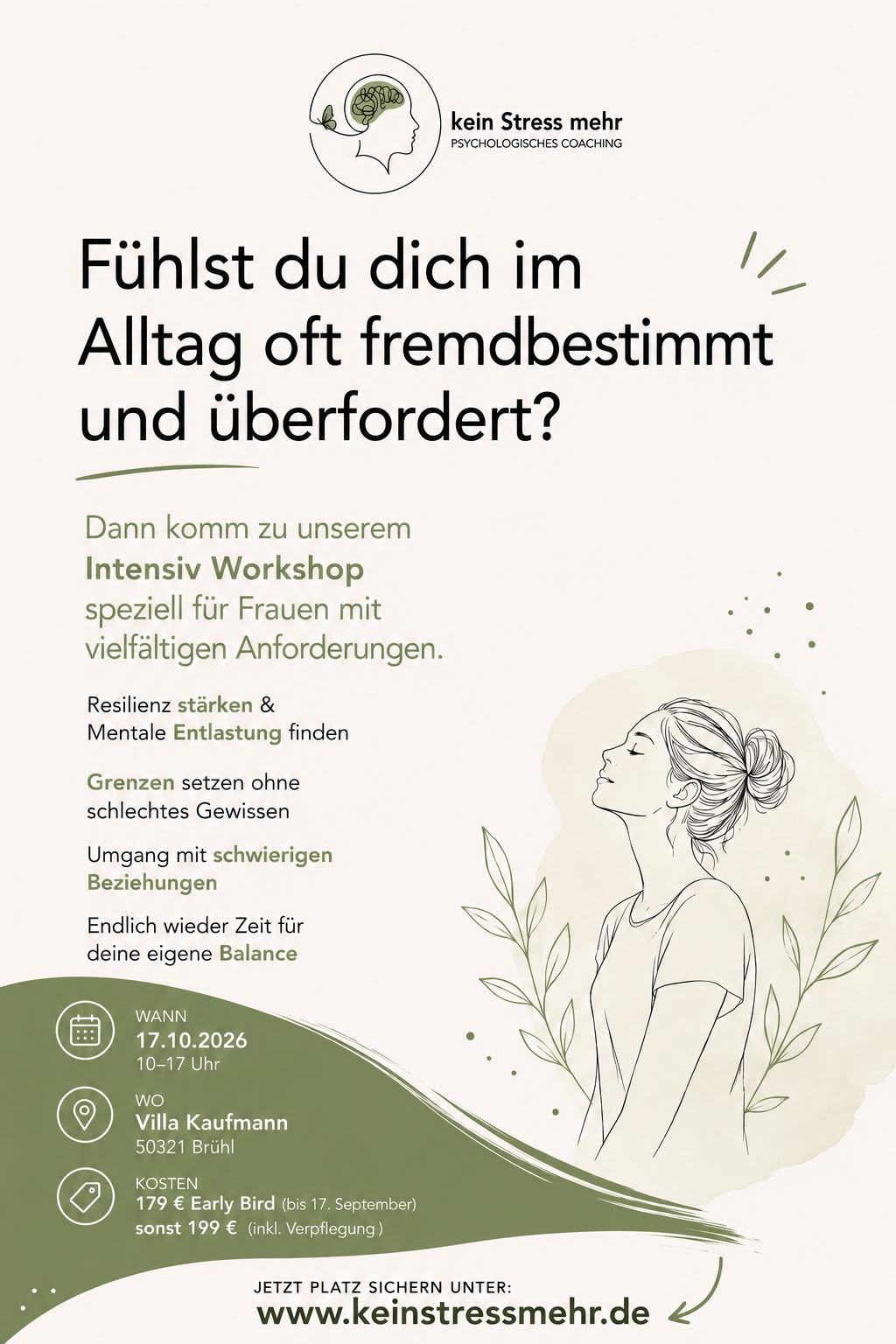 Werbeflyer zum Intensiv-Workshop mit Keinstressmehr.de